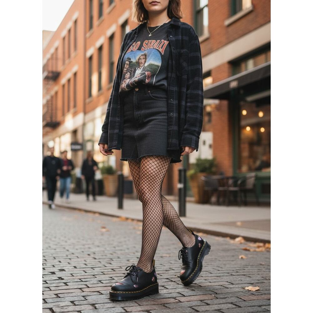 Dr Martens 1461 Quad Heart Platform Oxford Black Leather Pink Womens 8 30604001 - Picture 3 of 16